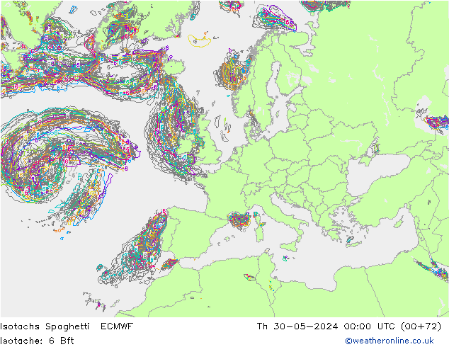 Eşrüzgar Hızları Spaghetti ECMWF Per 30.05.2024 00 UTC