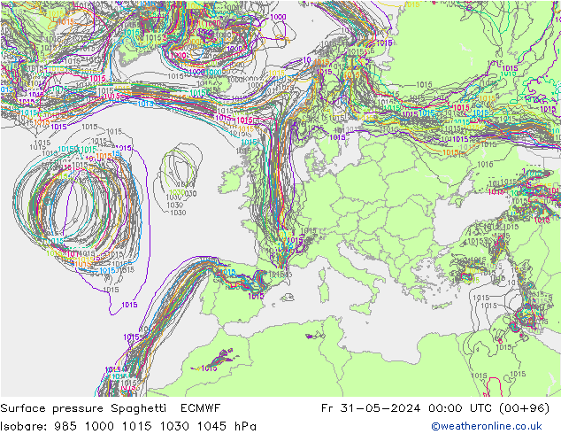 Yer basıncı Spaghetti ECMWF Cu 31.05.2024 00 UTC