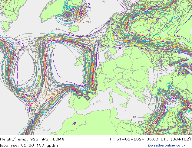 Height/Temp. 925 гПа ECMWF пт 31.05.2024 06 UTC