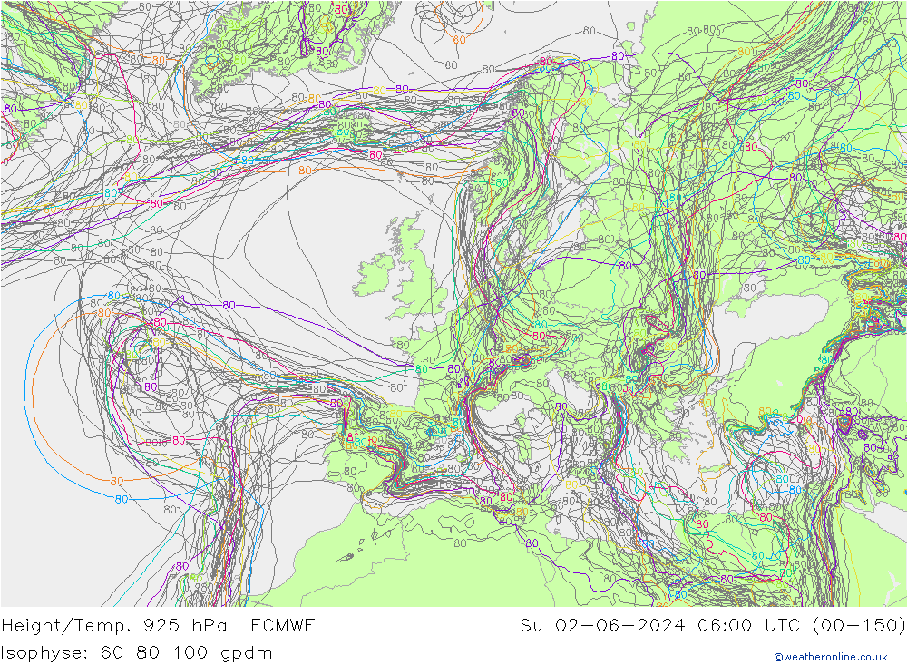 Height/Temp. 925 hPa ECMWF Su 02.06.2024 06 UTC