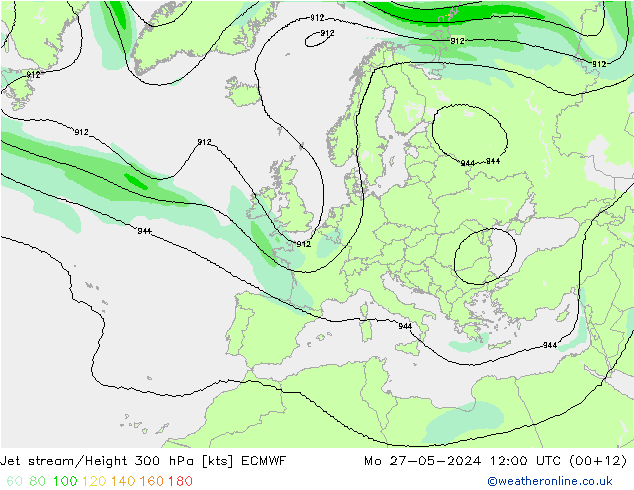 Prąd strumieniowy ECMWF pon. 27.05.2024 12 UTC