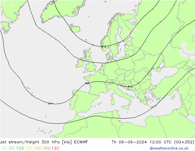 Jet stream ECMWF Qui 06.06.2024 12 UTC