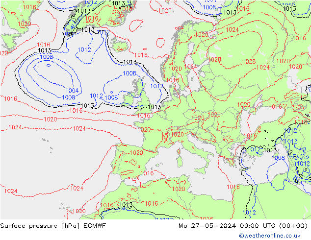 Surface pressure ECMWF Mo 27.05.2024 00 UTC