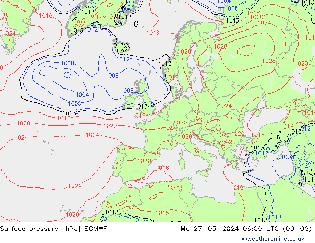 地面气压 ECMWF 星期一 27.05.2024 06 UTC
