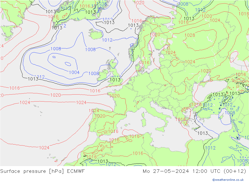 Surface pressure ECMWF Mo 27.05.2024 12 UTC