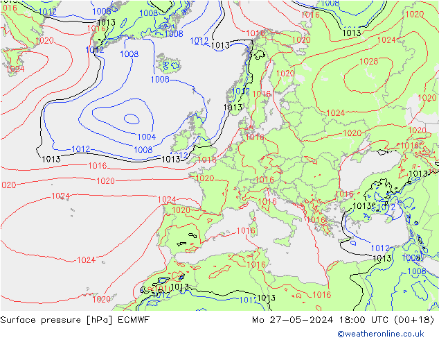 Surface pressure ECMWF Mo 27.05.2024 18 UTC