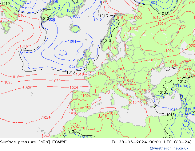 Luchtdruk (Grond) ECMWF di 28.05.2024 00 UTC