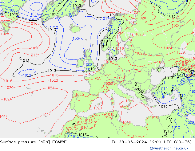 Luchtdruk (Grond) ECMWF di 28.05.2024 12 UTC