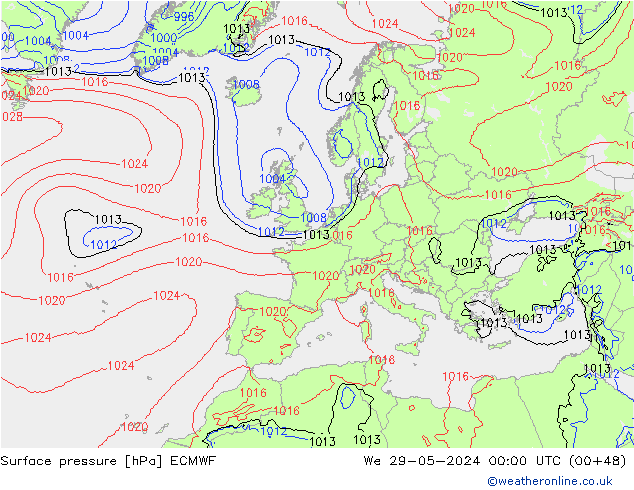 Bodendruck ECMWF Mi 29.05.2024 00 UTC