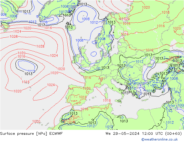 Bodendruck ECMWF Mi 29.05.2024 12 UTC