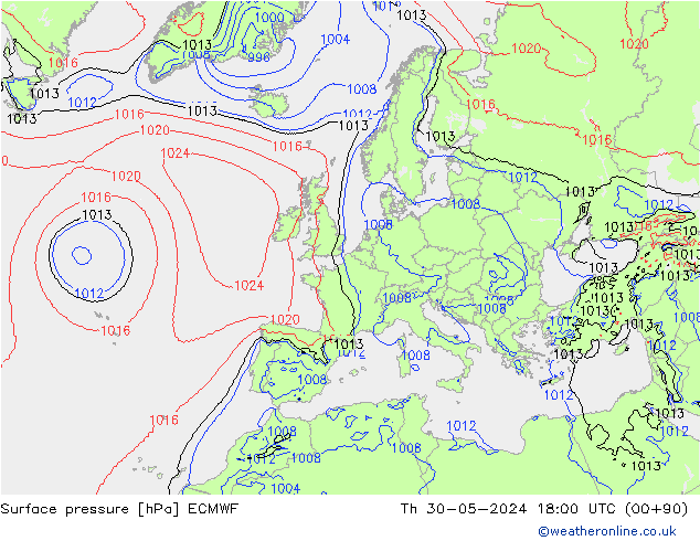 приземное давление ECMWF чт 30.05.2024 18 UTC