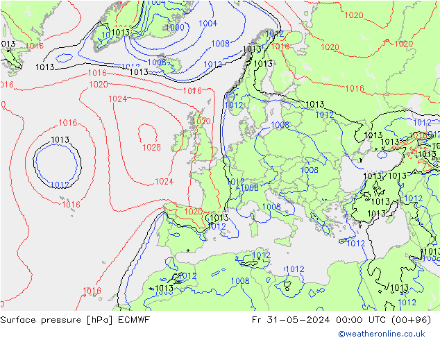 Atmosférický tlak ECMWF Pá 31.05.2024 00 UTC