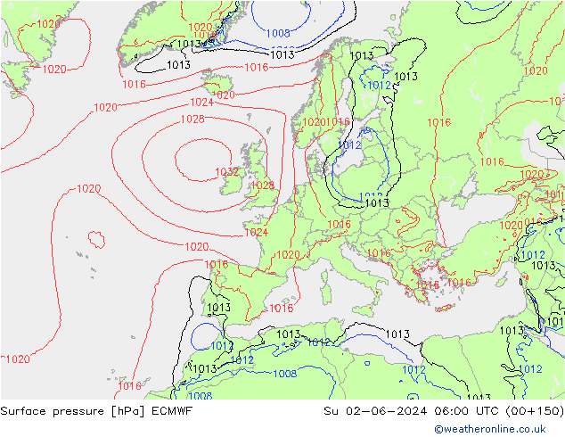 Surface pressure ECMWF Su 02.06.2024 06 UTC