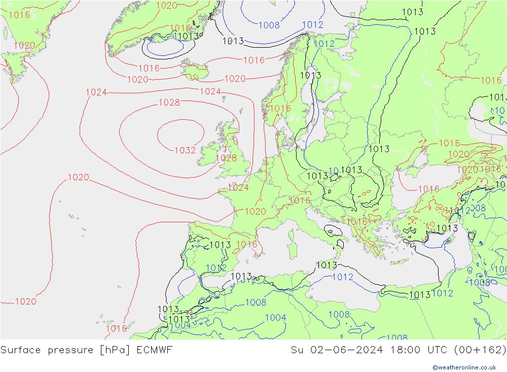 Pressione al suolo ECMWF dom 02.06.2024 18 UTC