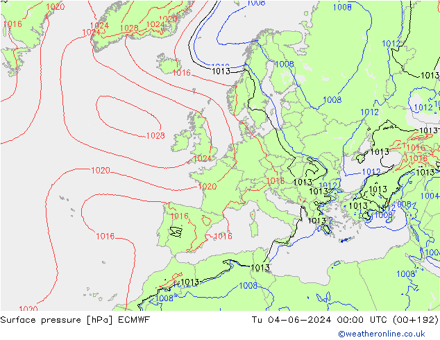 Bodendruck ECMWF Di 04.06.2024 00 UTC