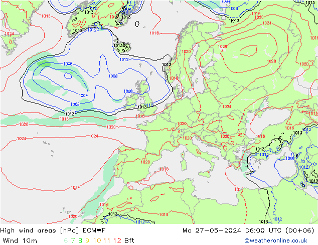 High wind areas ECMWF Po 27.05.2024 06 UTC