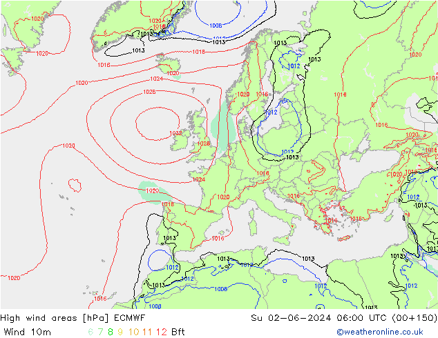 Windvelden ECMWF zo 02.06.2024 06 UTC