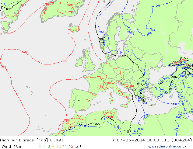 High wind areas ECMWF ven 07.06.2024 00 UTC