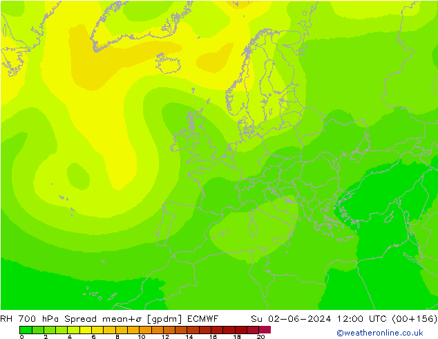 RH 700 hPa Spread ECMWF Ne 02.06.2024 12 UTC