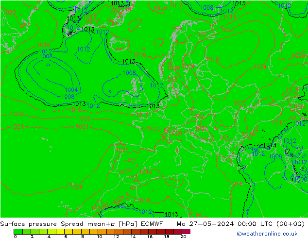 ciśnienie Spread ECMWF pon. 27.05.2024 00 UTC