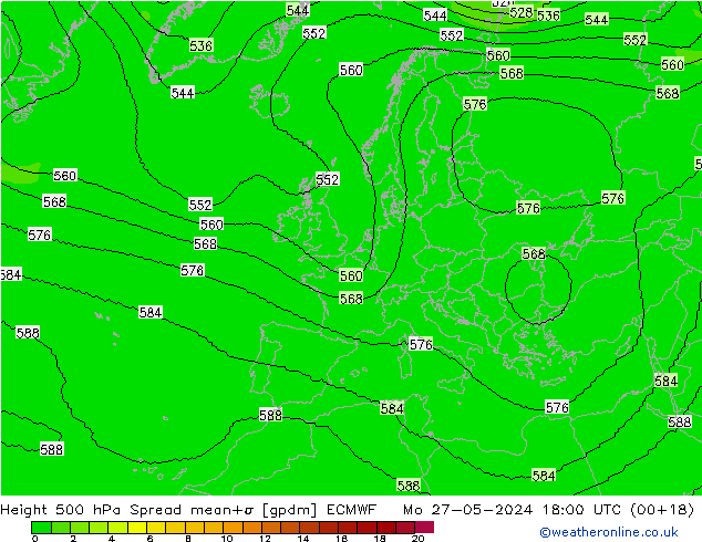 Hoogte 500 hPa Spread ECMWF ma 27.05.2024 18 UTC