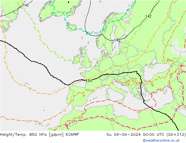 Height/Temp. 850 hPa ECMWF  09.06.2024 00 UTC