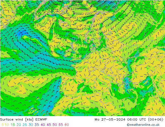 Surface wind ECMWF Mo 27.05.2024 06 UTC