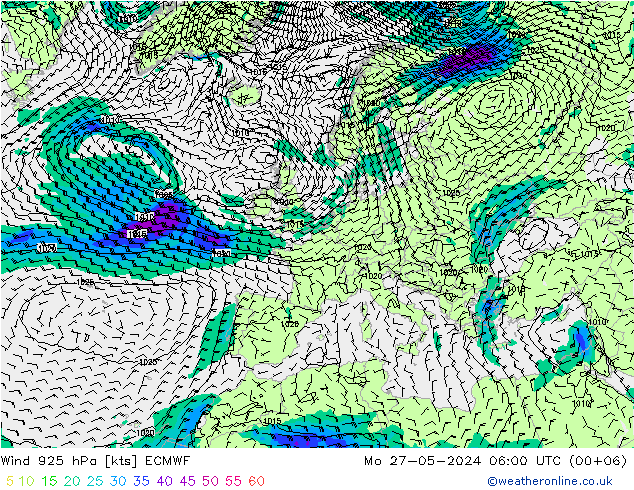 风 925 hPa ECMWF 星期一 27.05.2024 06 UTC