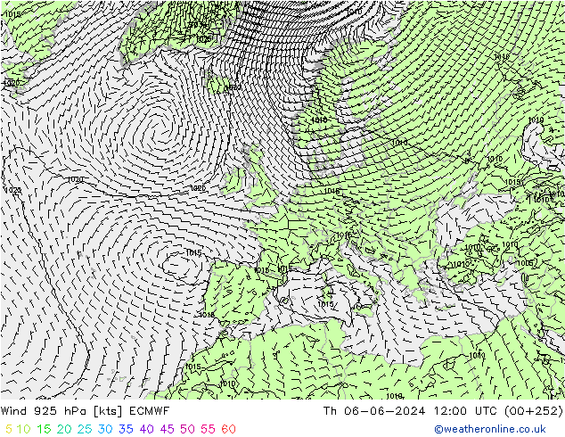 Wind 925 hPa ECMWF Th 06.06.2024 12 UTC