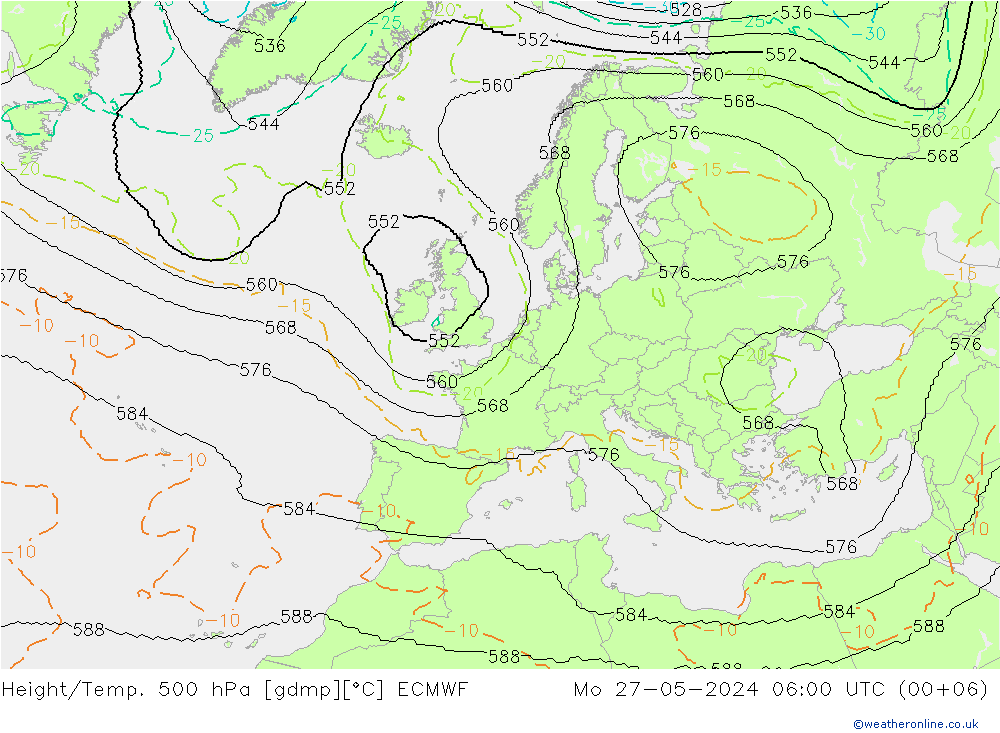 Height/Temp. 500 hPa ECMWF 星期一 27.05.2024 06 UTC
