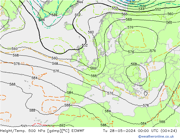 Yükseklik/Sıc. 500 hPa ECMWF Sa 28.05.2024 00 UTC