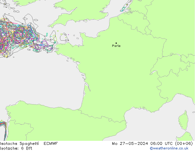 Eşrüzgar Hızları Spaghetti ECMWF Pzt 27.05.2024 06 UTC