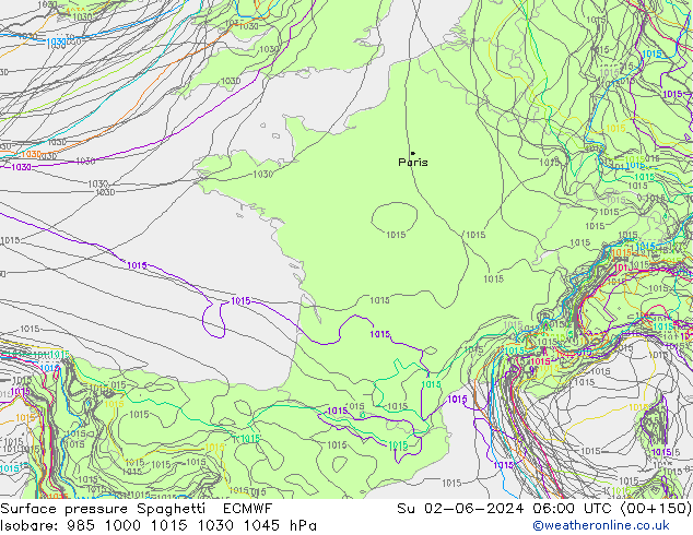 ciśnienie Spaghetti ECMWF nie. 02.06.2024 06 UTC