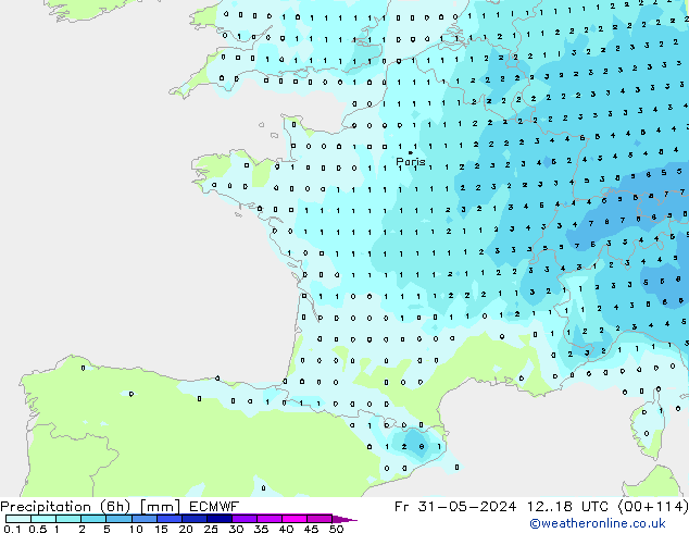 Yağış (6h) ECMWF Cu 31.05.2024 18 UTC