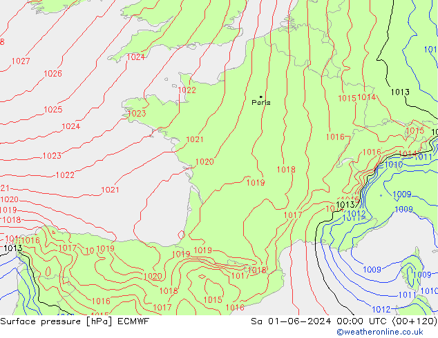 Luchtdruk (Grond) ECMWF za 01.06.2024 00 UTC