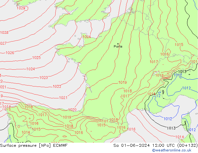 Atmosférický tlak ECMWF So 01.06.2024 12 UTC