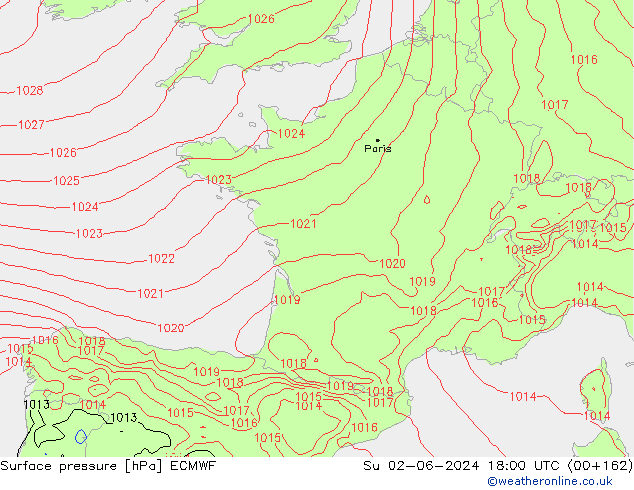 Surface pressure ECMWF Su 02.06.2024 18 UTC