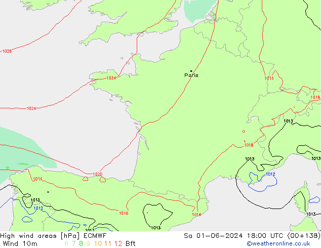 yüksek rüzgarlı alanlar ECMWF Cts 01.06.2024 18 UTC