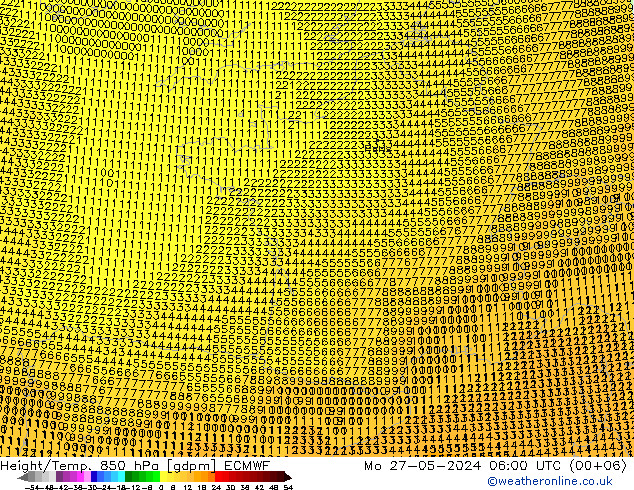 Hoogte/Temp. 850 hPa ECMWF ma 27.05.2024 06 UTC