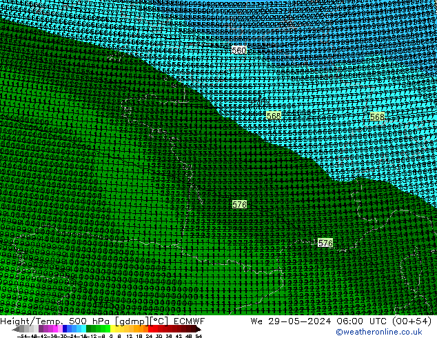 Height/Temp. 500 hPa ECMWF We 29.05.2024 06 UTC