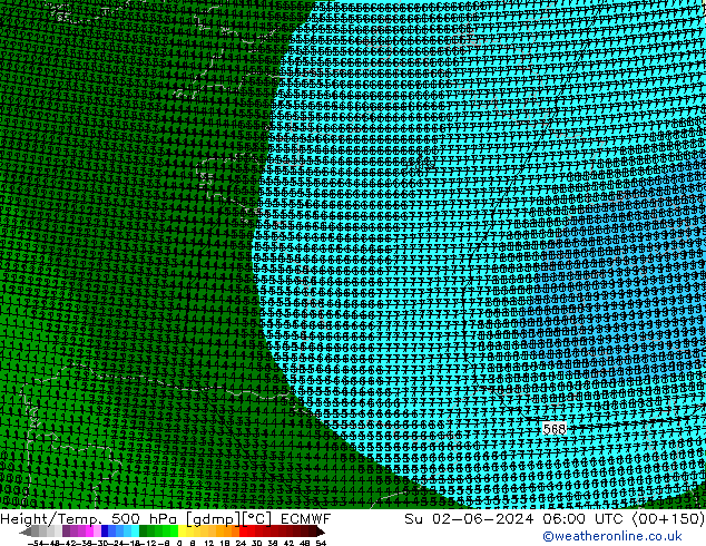 Yükseklik/Sıc. 500 hPa ECMWF Paz 02.06.2024 06 UTC