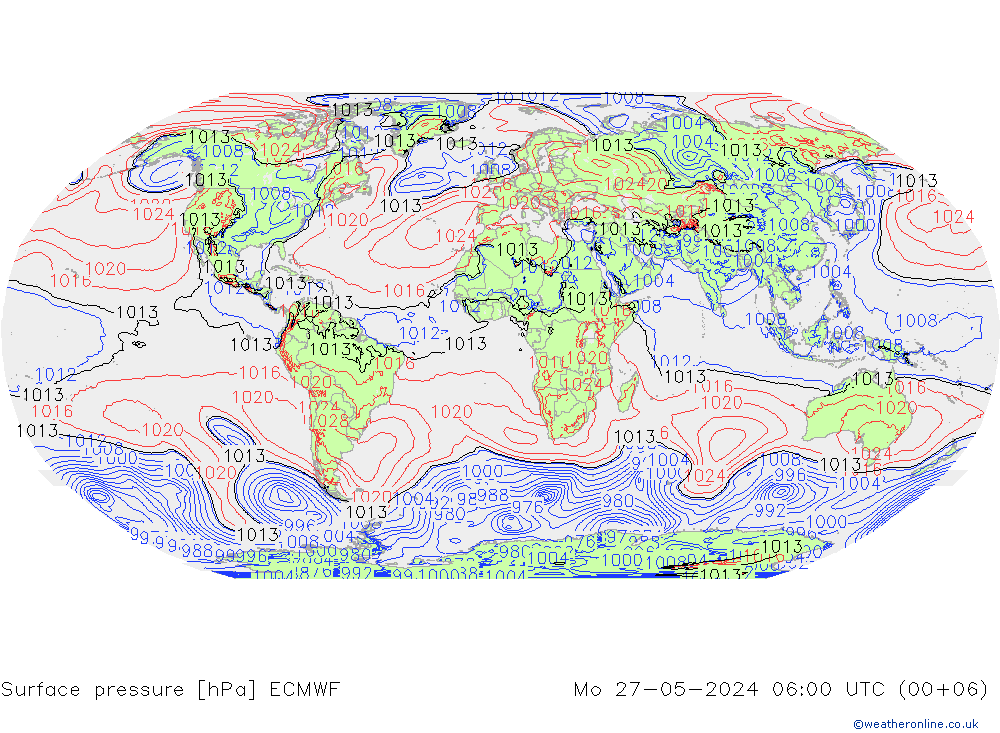 pressão do solo ECMWF Seg 27.05.2024 06 UTC