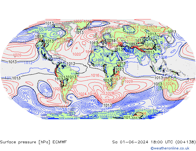 Surface pressure ECMWF Sa 01.06.2024 18 UTC