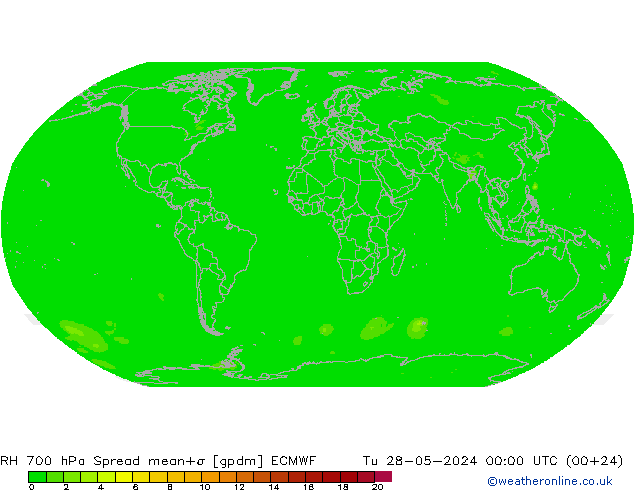 RH 700 hPa Spread ECMWF Tu 28.05.2024 00 UTC