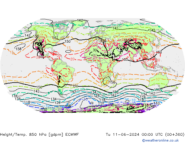 Height/Temp. 850 hPa ECMWF Tu 11.06.2024 00 UTC