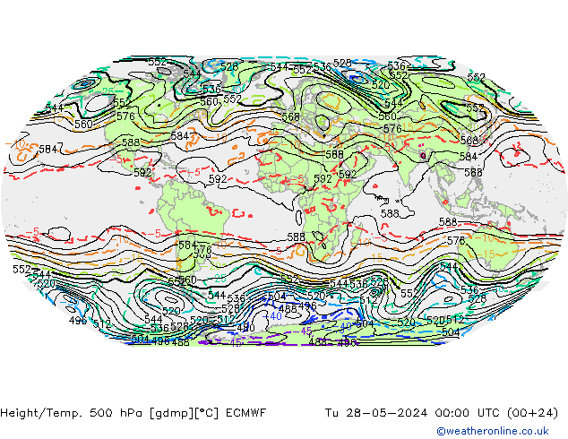 Height/Temp. 500 hPa ECMWF Tu 28.05.2024 00 UTC