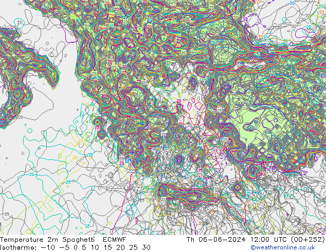 карта температуры Spaghetti ECMWF чт 06.06.2024 12 UTC