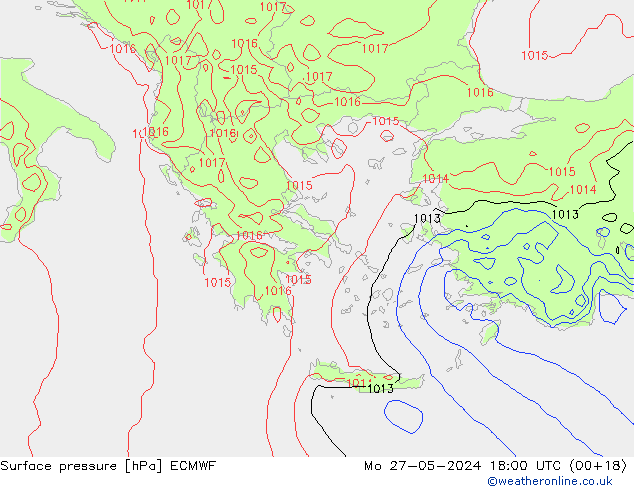 Surface pressure ECMWF Mo 27.05.2024 18 UTC