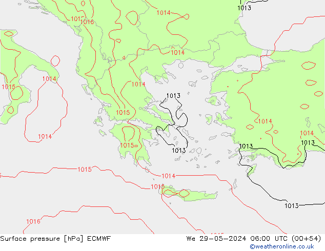 pressão do solo ECMWF Qua 29.05.2024 06 UTC