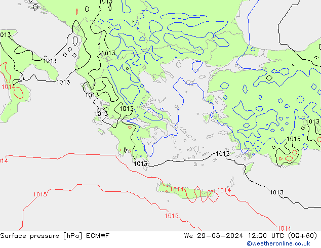 Presión superficial ECMWF mié 29.05.2024 12 UTC